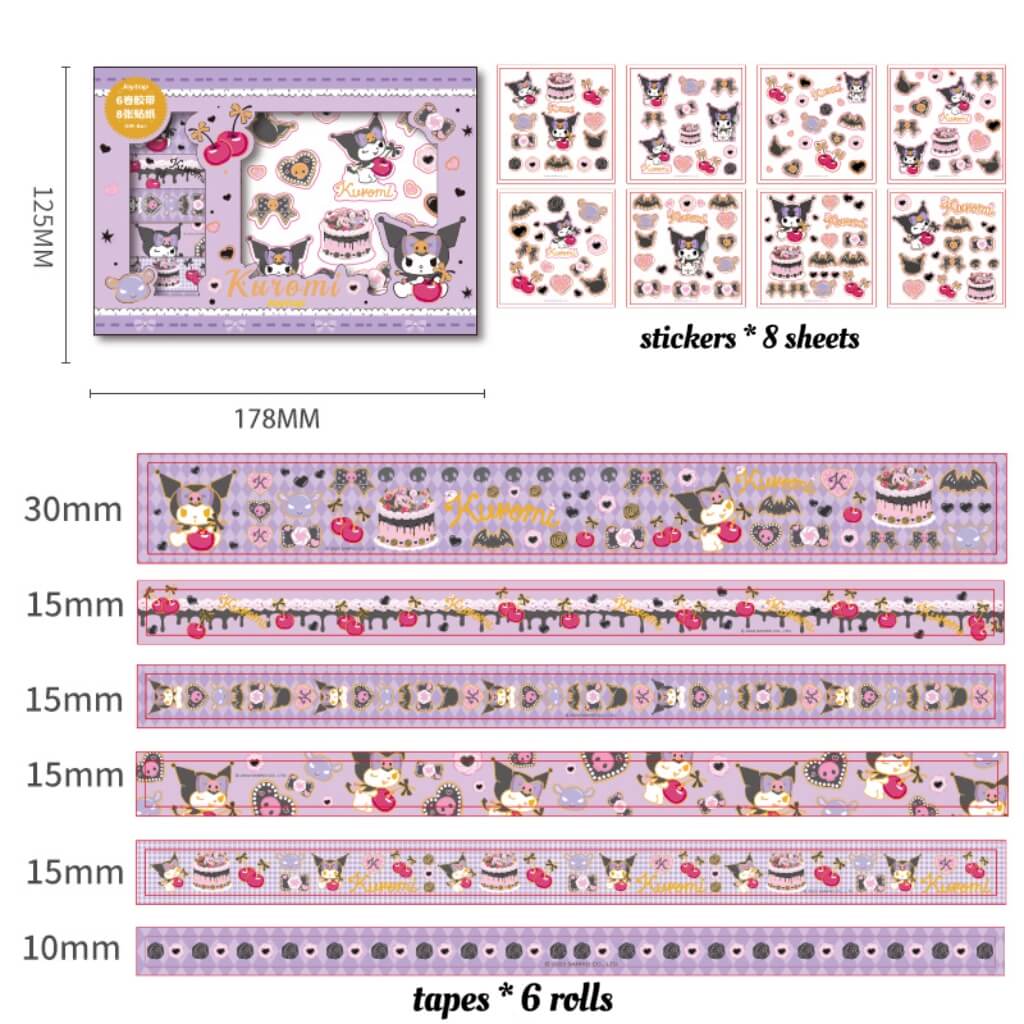 kuromi washi tape sticker bundle