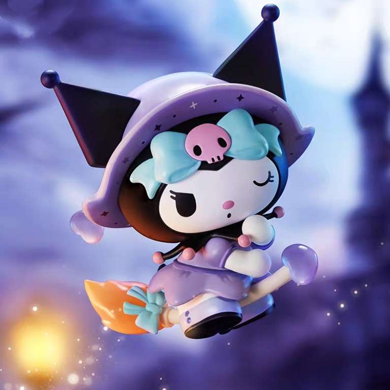 kuromi wizard flying magic broomstick toy figure