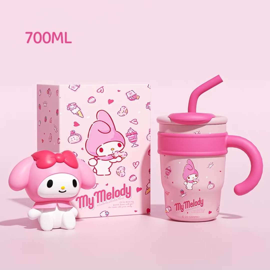 my melody pink dessert small tumbler 700ml cup straw