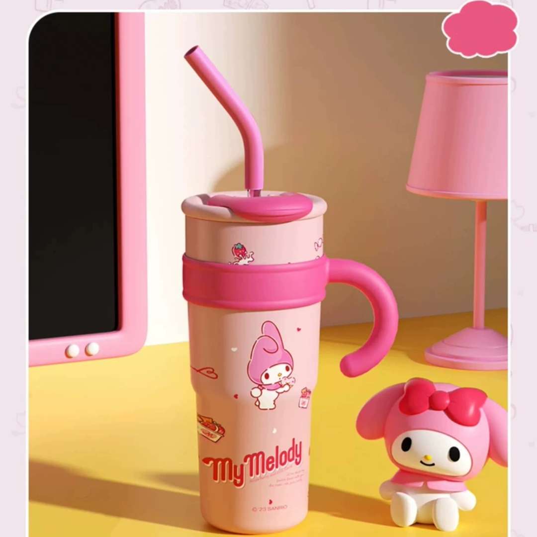 my melody pink eating cake dessert tumbler cup thermo