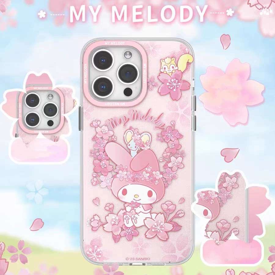 my melody pink flowers iphone 15 phone cover