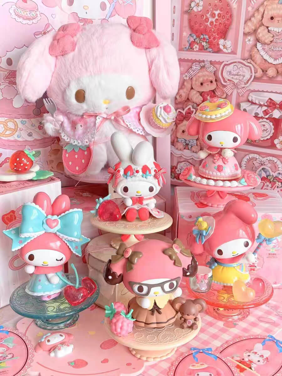 my melody strawberry cake blind box figures