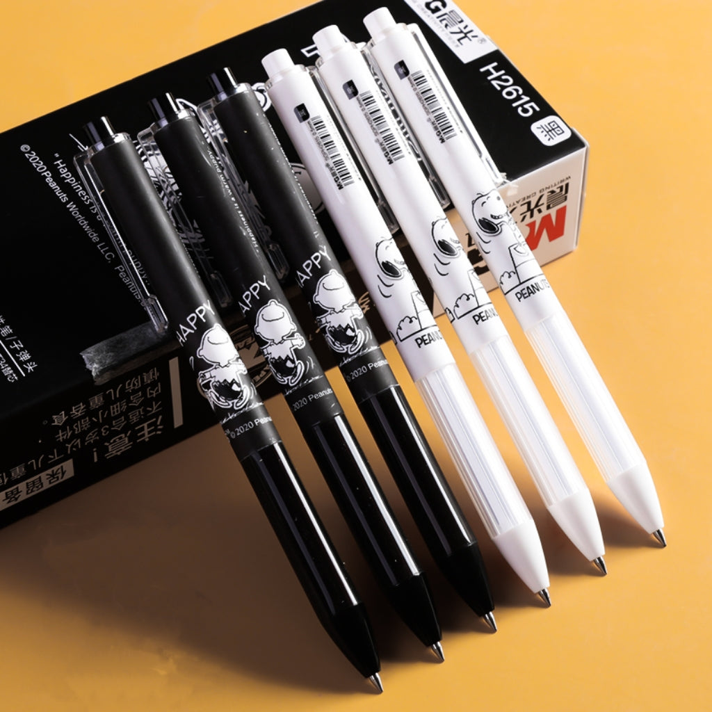 peanuts snoopy charlie brown black white retractable pens