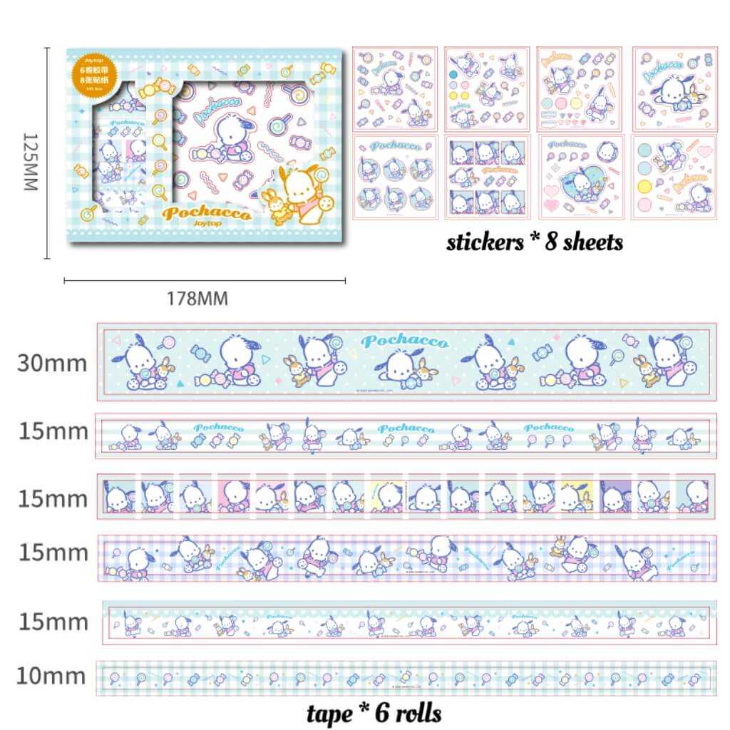 pochacco washi tape sticker bundle