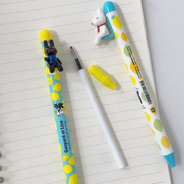 refillable kawaii gaspard lisa pens lemon