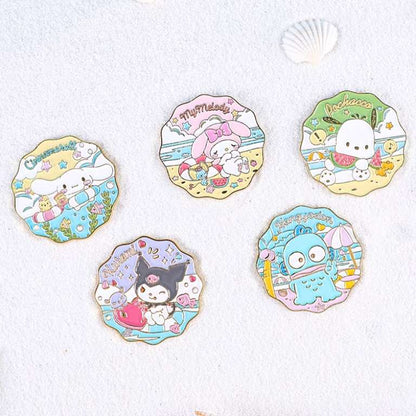 sanrio beach party lapel pin cinnamoroll hanyodon