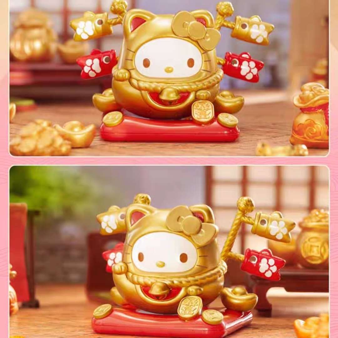 sanrio golen hello kitty roly-poly lucky cat blessing toy figure blind box