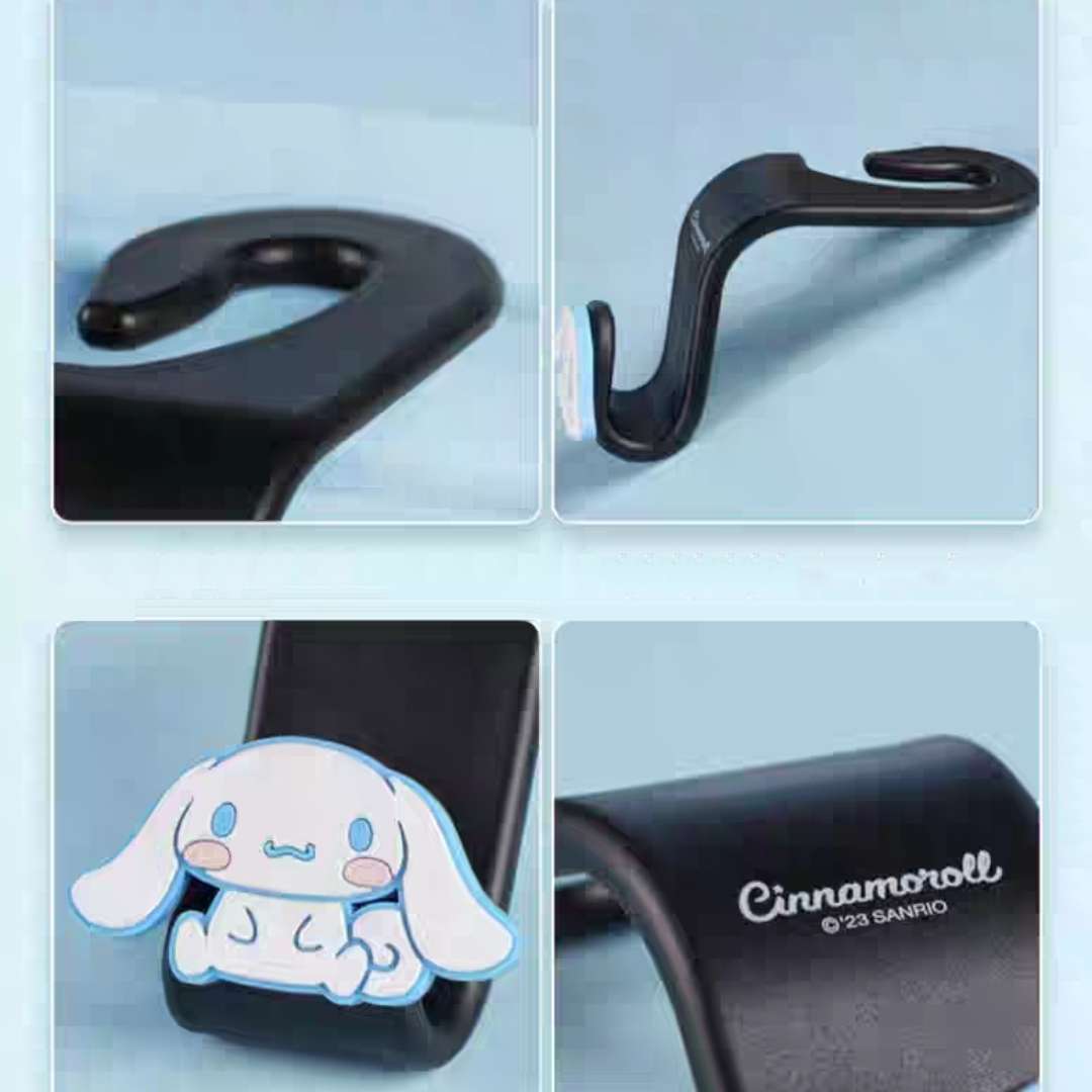 sanrio cinnamoroll car seat headrest hooks close-up