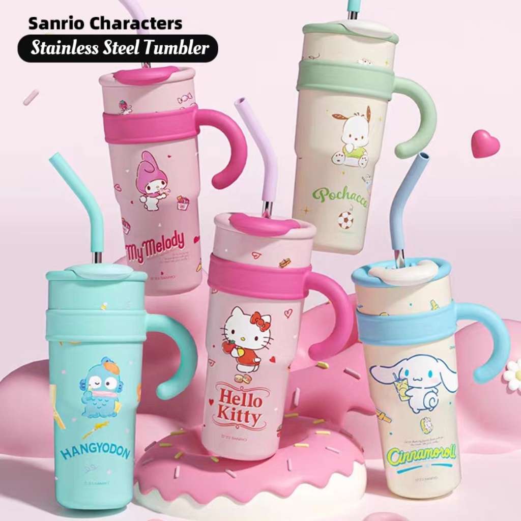 sanrio stainless steel thermo tumbler cup straw lid sip cap handle