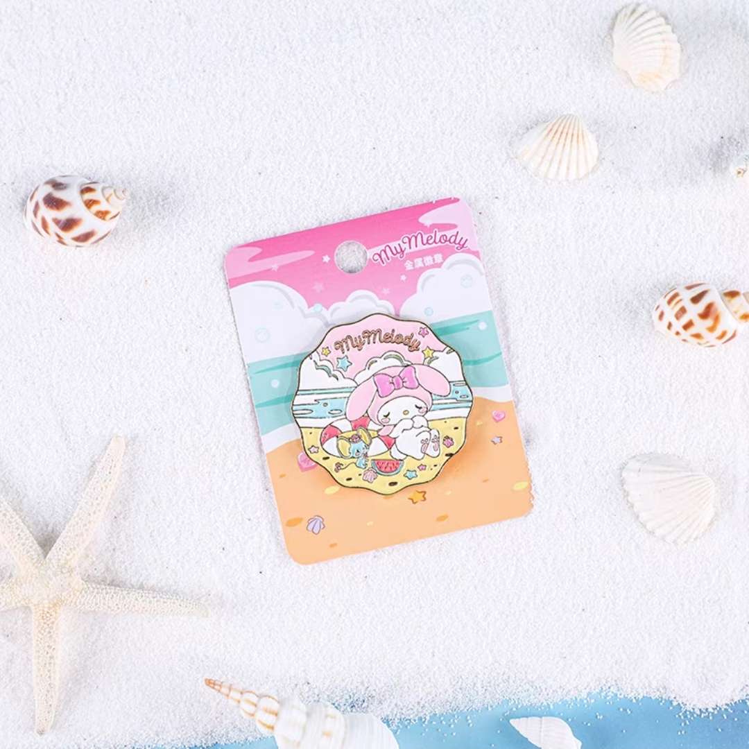 sleepy my melody beach summer lapel pin accessory