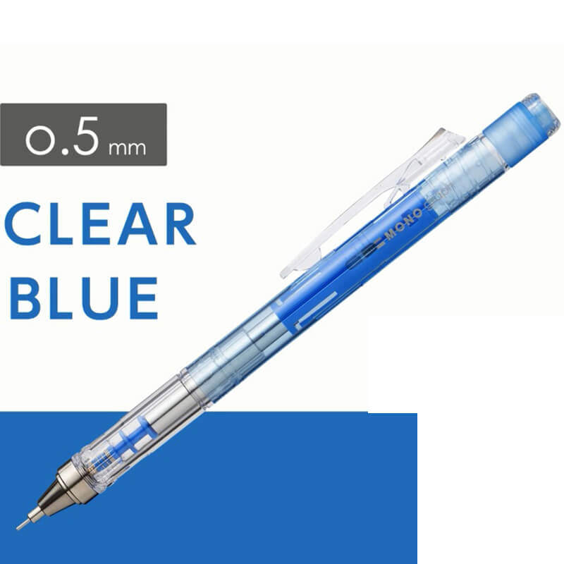 tombow mono graph mechanical pencil clear blue 0.5mm