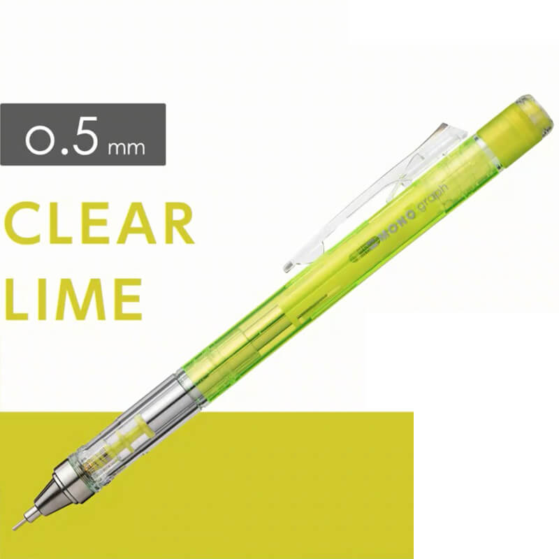 tombow mono graph mechanical pencil clear lime 0.5mm