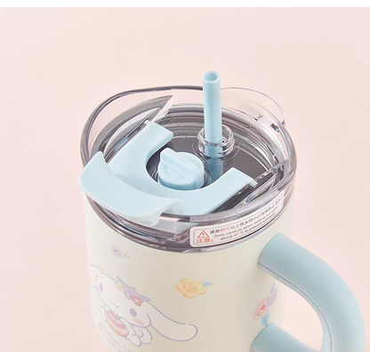 Sanrio Stainless Steel Tumbler Straw Handle - Hello Kitty Cinnamoroll Kuromi My Piano