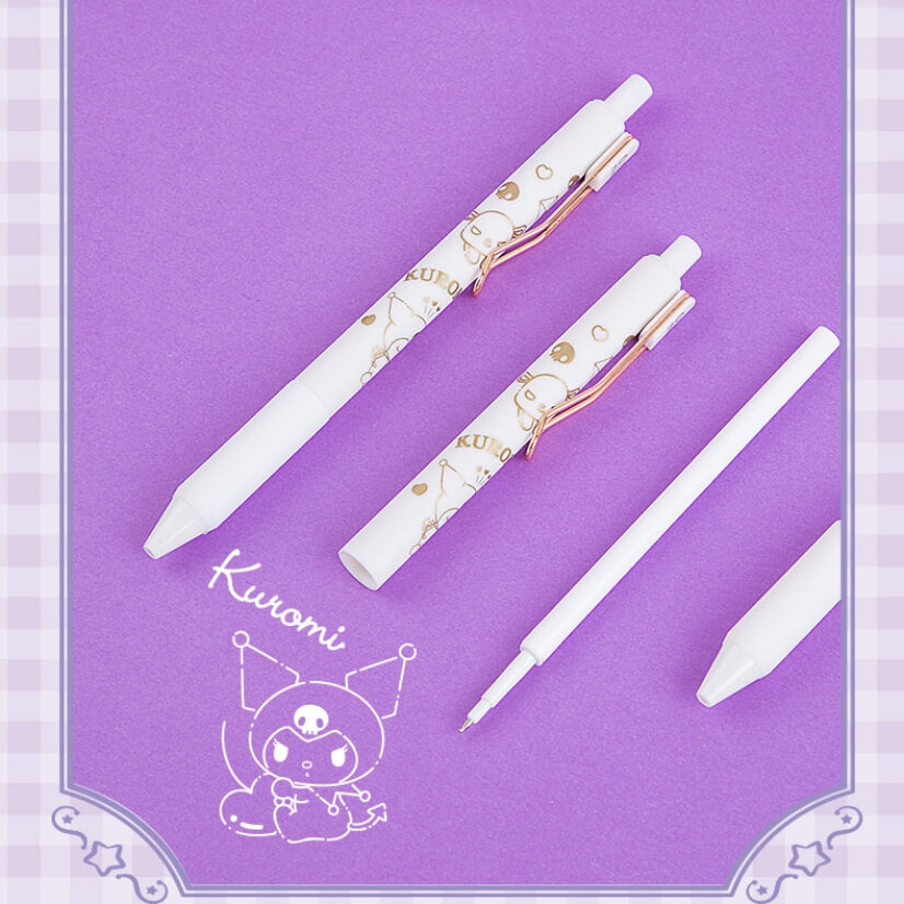 white kuromi refillable pen