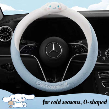 winter cinnamoroll o-shaped blue white steering wheel cover