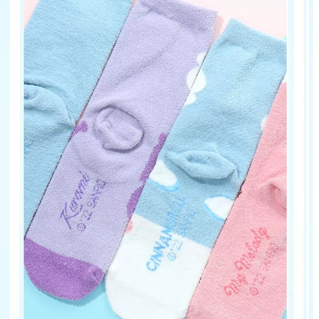 Sanrio Kuromi Cinnamoroll My Melody Fluffy Cozy Home Slipper Fuzzy Socks – Candy Bow Series